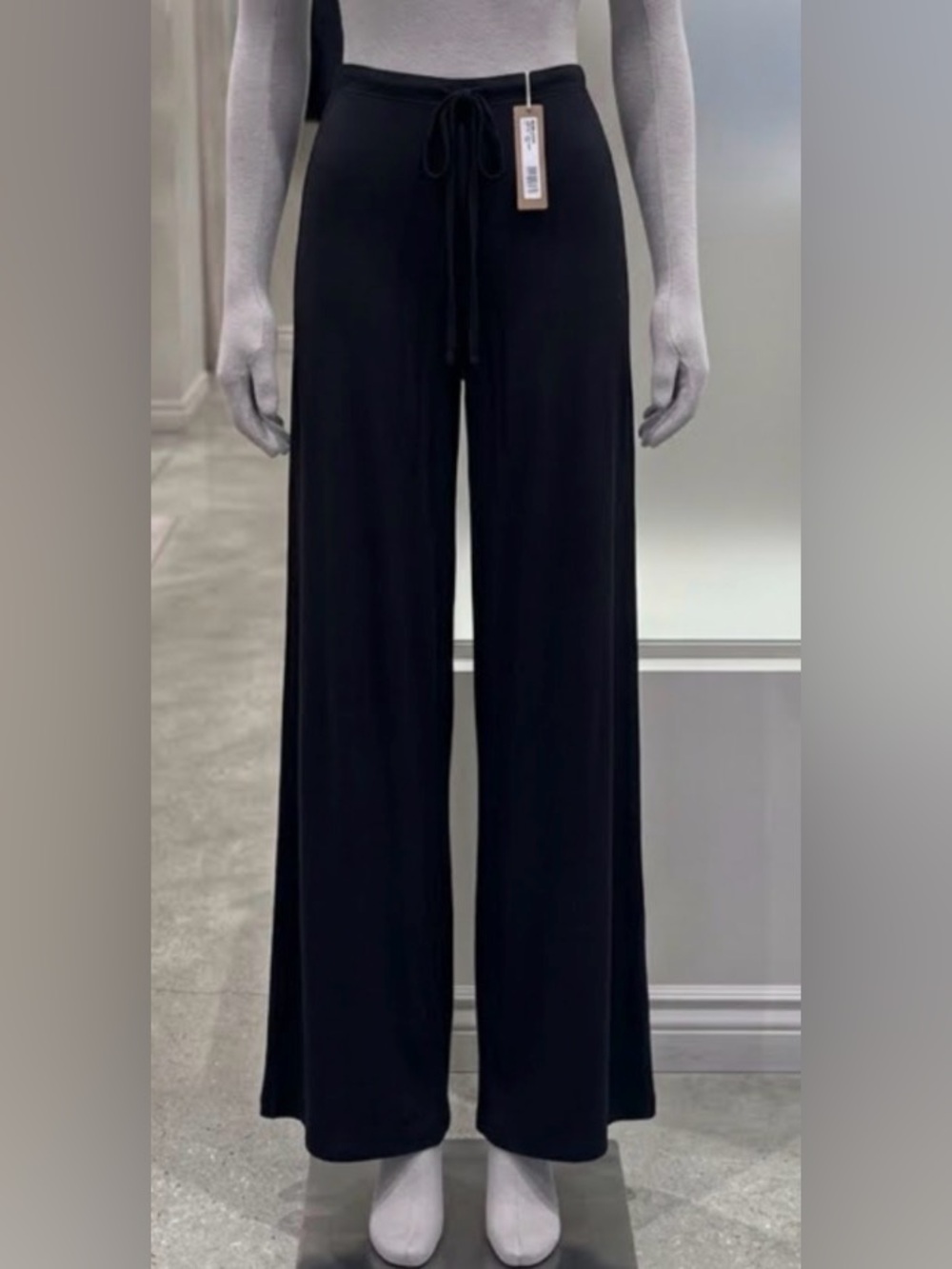 SKIMS Cotton Blend Jersey Wide Leg Lounge Pants Black - Size L